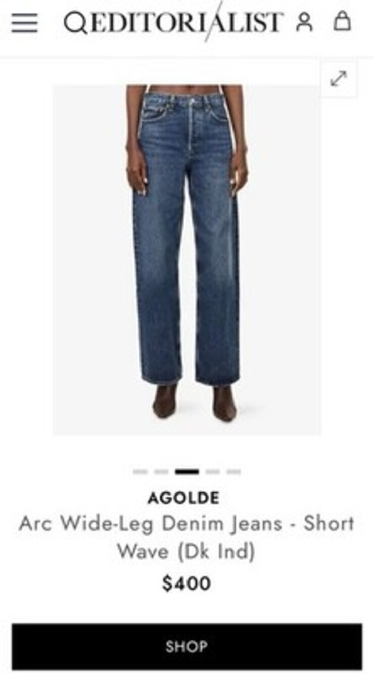 Agolde Arc Wide-Leg Denim Jeans Short Wave Dark Indigo Size 32 - Picture 9 of 9